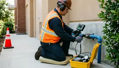 Leak detection technician inspecting hidden pipe leaks in Sterling Heights, MI