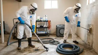 Sewage cleanup crew serving Sterling Heights, MI, removing contaminated water from a home