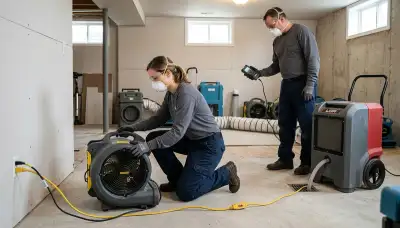 Structural drying equipment in a Sterling Heights, MI home after water damage cleanup