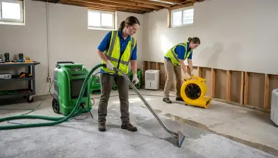 Water damage restoration crew serving Sterling Heights, MI with professional cleanup equipment
