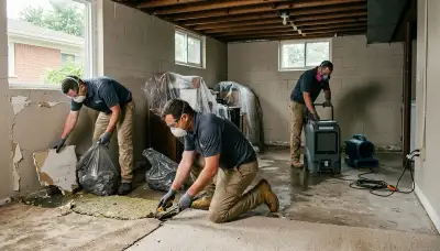 Water damage restoration team serving Sterling Heights, MI in a commercial cleanup scene